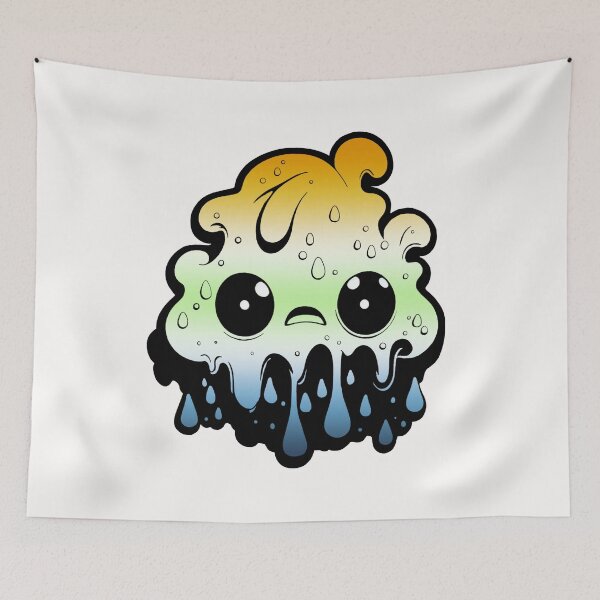 Item preview, AroAce Agender Pride Flag Kawaii Melting Monster , Subtle AroAce Agender Flag Design designed and sold by Travelslightly.