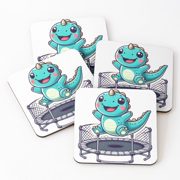 Item preview, Happy Dinosaur Bouncing on Trampoline - Fun Playtime Design designed and sold by NattyGe.
