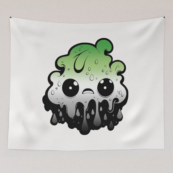 Item preview, Aromantic Pride Flag Kawaii Melting Monster , Subtle Aromantic Flag Design designed and sold by Travelslightly.