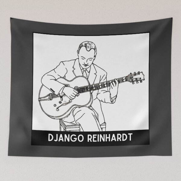 Item preview, Vintage Black White Django Reinhardt Jazz Guitarist Jazz Musician designed and sold by FociCreate.