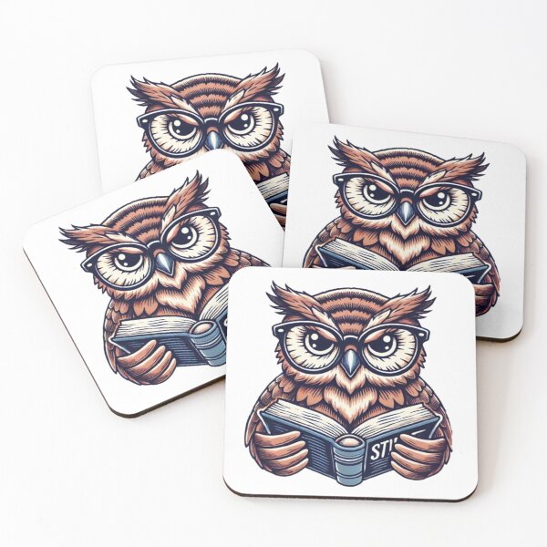 Item preview, Wise Owl with Glasses Reading a Book - Intellectual Animal Design designed and sold by NattyGe.