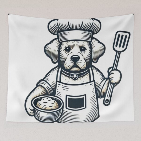 Item preview, Adorable Chef Dog with Spatula and Bowl - Culinary Canine Design designed and sold by NattyGe.