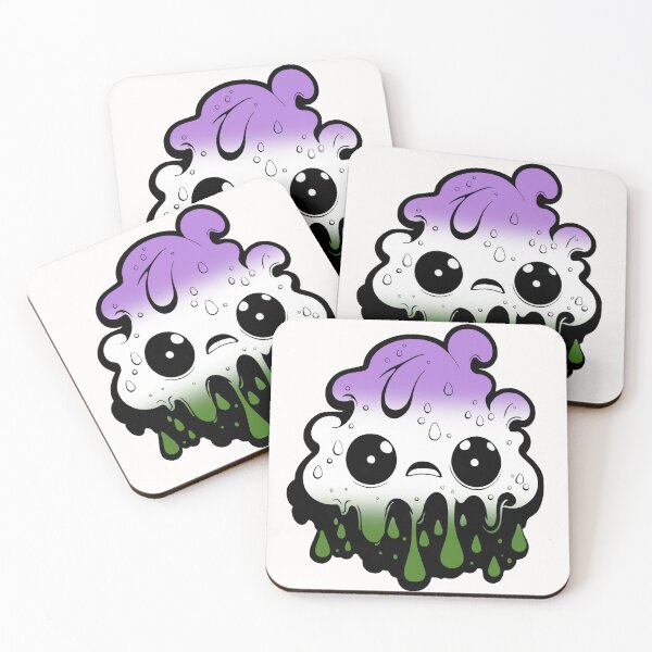 Item preview, Genderqueer Pride Flag Kawaii Melting Monster, Subtle Genderqueer Flag Design designed and sold by Travelslightly.