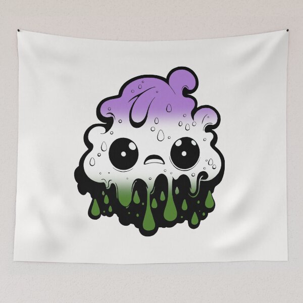 Item preview, Genderqueer Pride Flag Kawaii Melting Monster, Subtle Genderqueer Flag Design designed and sold by Travelslightly.