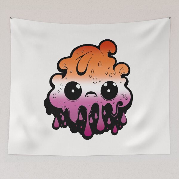 Item preview, Lesbian Pride Flag Kawaii Melting Monster, Subtle Lesbian Flag Design designed and sold by Travelslightly.
