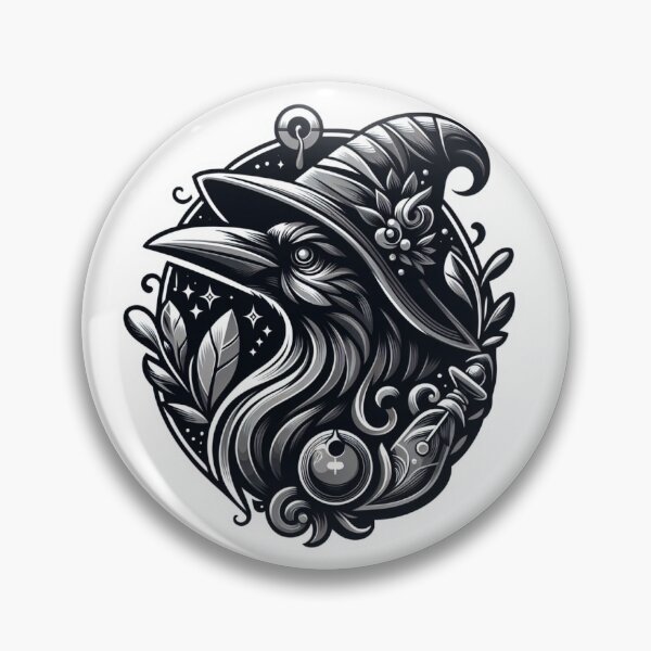 Item preview, Magical raven, black and white, fantasy motif designed and sold by Artis-t-fun.