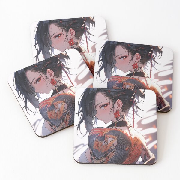 Item preview, Dragon Tattooed Mysterious Anime Woman by AI designed and sold by DigitAIShop.