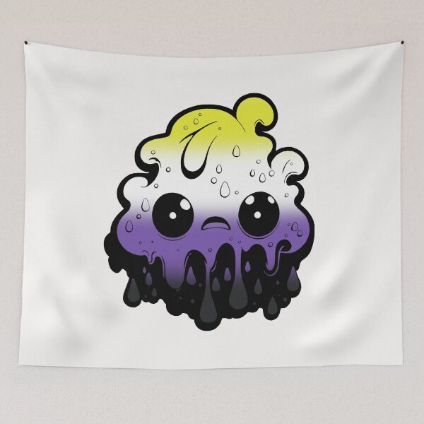Item preview, Nonbinary Pride Flag Kawaii Melting Monster, Subtle Enby Flag Design designed and sold by Travelslightly.