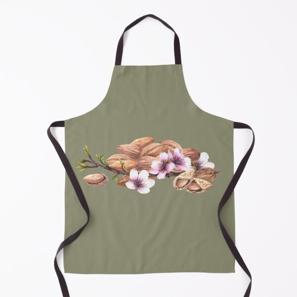 Item preview, Almond tree branch with leaves flowers. Shelled and unshelled nuts. Watercolor painted illustration designed and sold by BartolArt.