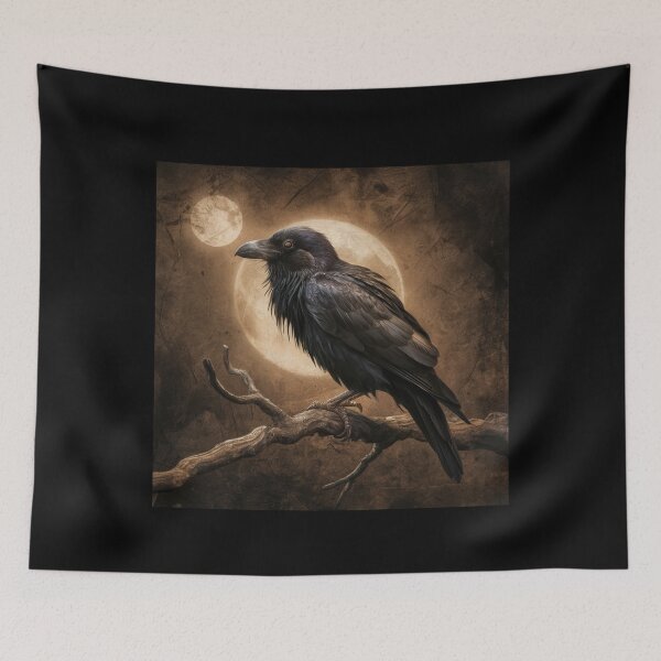 Item preview, Ethereal Raven in Moonlit Sepia: Hauntingly Beautiful Art of a Raven on a Gnarled Branch designed and sold by Shopmed01.