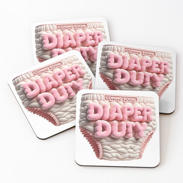 Item preview, Coming Soon: Diaper Duty Baby Announcement Design with Diaper designed and sold by StyLeHi.