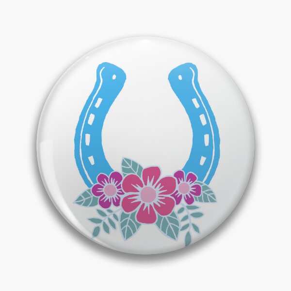 Artikelvorschau, blaues Hufeisen mit Blumen entworfen und verkauft von colorofmagic.