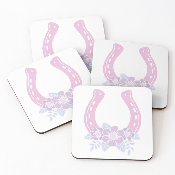 Artikelvorschau, rosa Hufeisen mit violetten Blumen entworfen und verkauft von colorofmagic.