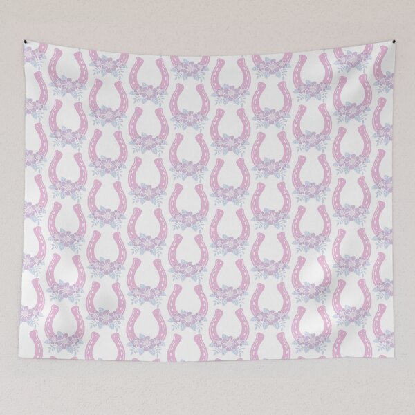 Item preview, pink horseshoe with purple flowers designed and sold by colorofmagic.