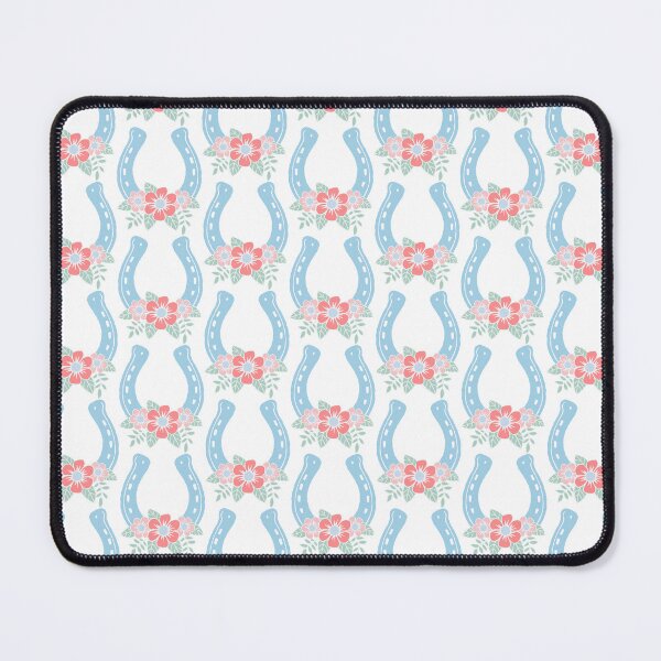 Item preview, light blue horseshoe with pastel red flowers designed and sold by colorofmagic.