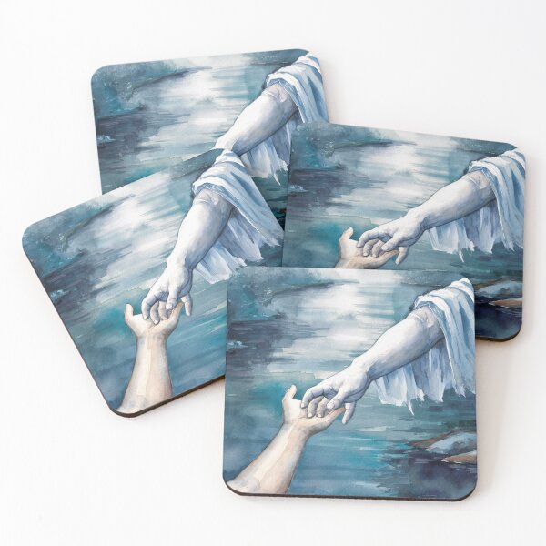 Item preview, PICTURE OF JESUS REACHING INTO THE WATER.jesus hand watercolor painting  designed and sold by Obinne.