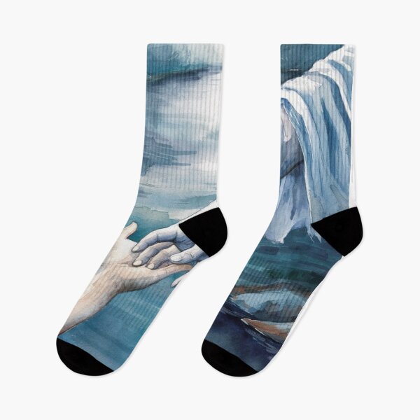 Item preview, PICTURE OF JESUS REACHING INTO THE WATER.jesus hand watercolor painting  designed and sold by Obinne.