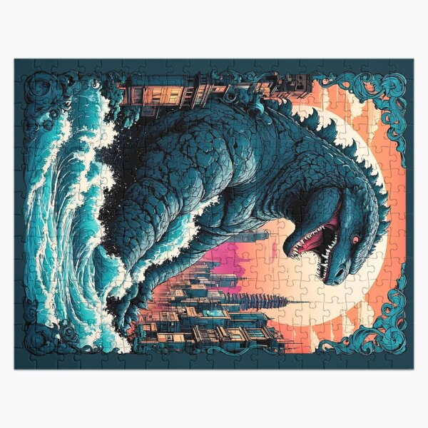 Item preview, Godzilla Gojira Tokyo City retro vintage ornamental design designed and sold by BorgSpareParts.