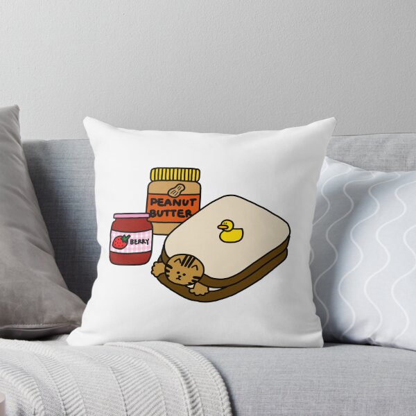 Artikelvorschau, eine Katze und eine Ente mit Brot, Erdnussbutter und Beerenmarmelade entworfen und verkauft von superbaechoo.
