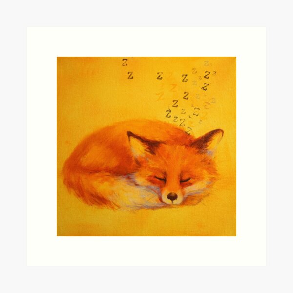 Illustrated Sleeping Fox Art Print
