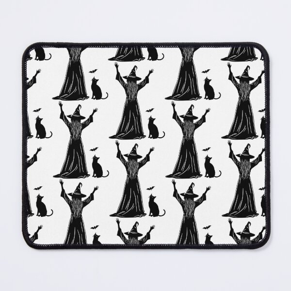 Item preview, Witch, Bat and a Cat Black and White Design designed and sold by VMPrinting.