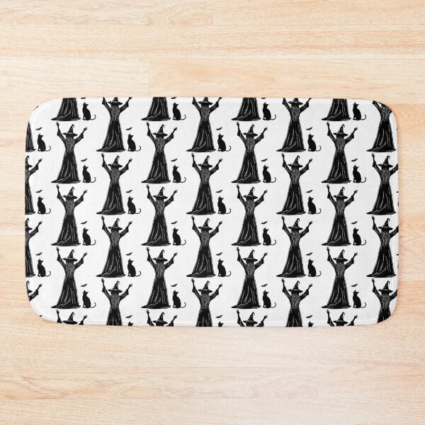 Item preview, Witch, Bat and a Cat Black and White Design designed and sold by VMPrinting.