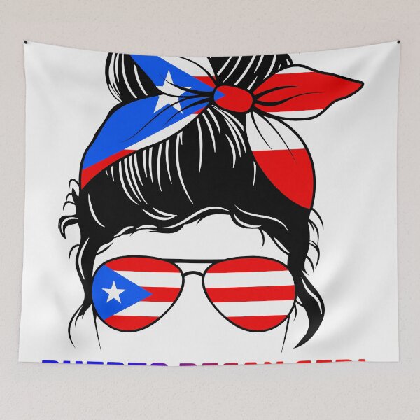 Item preview, Puerto Rican Girl with Messy Hair and Flag Sunglasses designed and sold by UnspokenArtist.