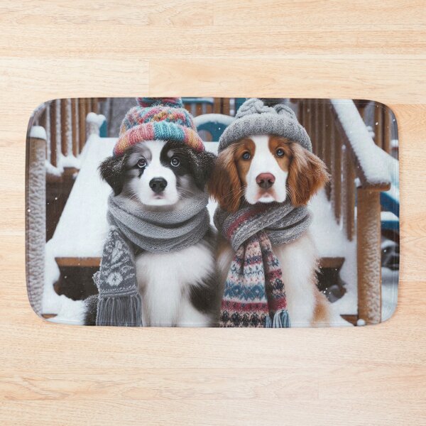 Aperçu de l'œuvre Border Collies fantaisie hivernale créée et vendue par Wags & Tails.