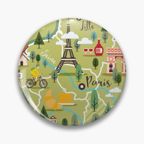 Item preview, Map of France. French symbols, cheese, croissant, wine, bicycle. designed and sold by Igor Sorokin.