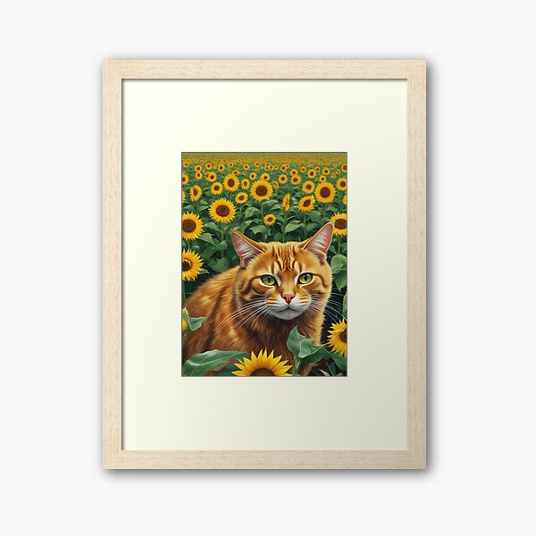 Item preview, Chat dans un champ de tournesol designed and sold by GasconyPassion.