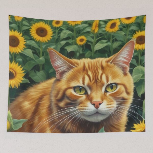 Artikelvorschau, Katze im Sonnenblumenfeld entworfen und verkauft von GasconyPassion.