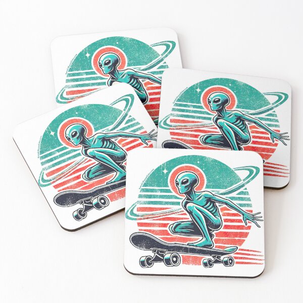 Item preview, Retro Alien Skateboarding Adventure - Vintage Sci-Fi Art designed and sold by KawaiiCherryPie.