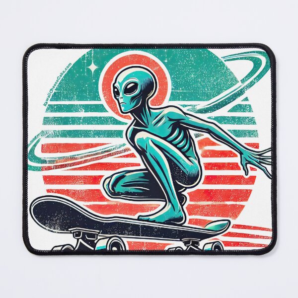 Item preview, Retro Alien Skateboarding Adventure - Vintage Sci-Fi Art designed and sold by KawaiiCherryPie.