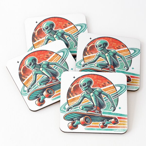 Item preview, Retro Vintage Alien Skateboarding - Nostalgic Sci-Fi Art designed and sold by KawaiiCherryPie.