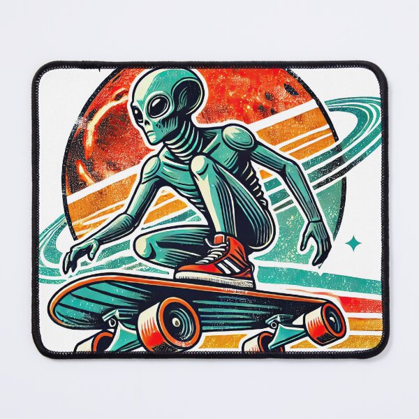 Item preview, Retro Vintage Alien Skateboarding - Nostalgic Sci-Fi Art designed and sold by KawaiiCherryPie.