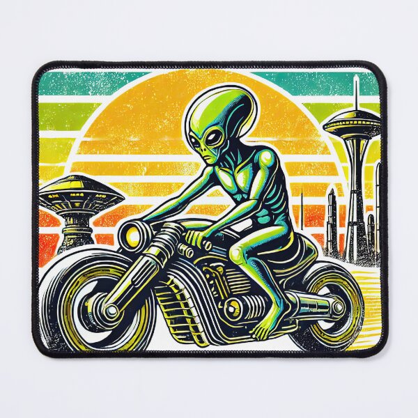 Item preview, Retro Motorcycle Alien - Vintage Sci-Fi Biker Art designed and sold by KawaiiCherryPie.
