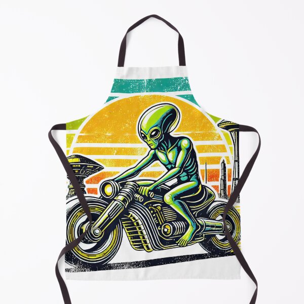 Item preview, Retro Motorcycle Alien - Vintage Sci-Fi Biker Art designed and sold by KawaiiCherryPie.