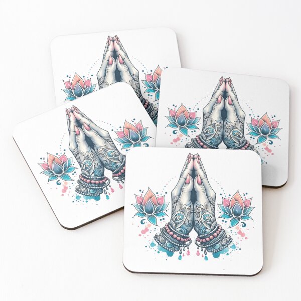 Item preview, Namaste hands and lotus tattoo art designed and sold by Art&Yoga -  MiritLevin.