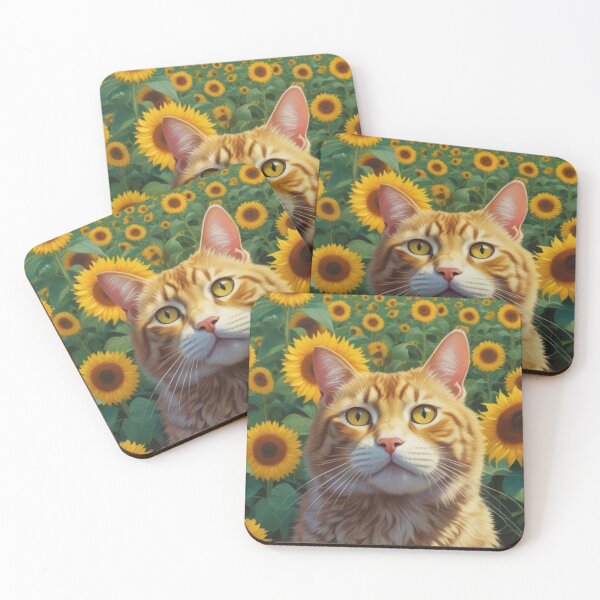 Item preview, Red cat in Sunflower field designed and sold by GasconyPassion.