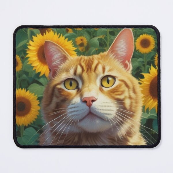 Item preview, Red cat in Sunflower field designed and sold by GasconyPassion.