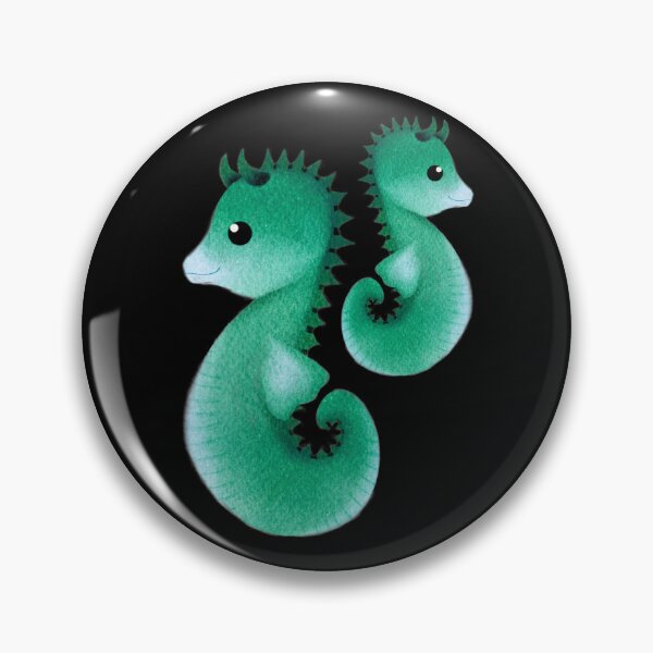 Item preview, green cute seahorse - dark designed and sold by doveydotdraws.