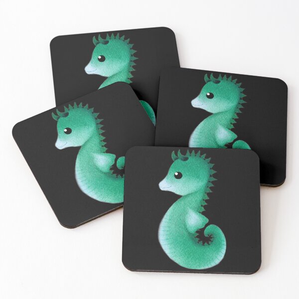 Item preview, green cute seahorse - dark designed and sold by doveydotdraws.