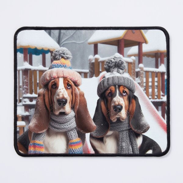 Item preview, Winter Whimsy Cute Basset Hounds Dogs designed and sold by Wags & Tails.