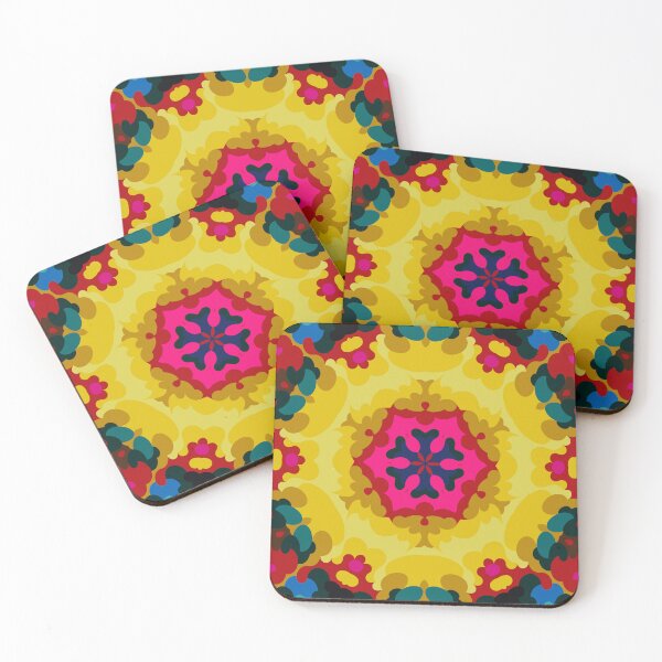 Item preview, Retro Mandala Yellow Blue and Pink designed and sold by WormholeOrbital.