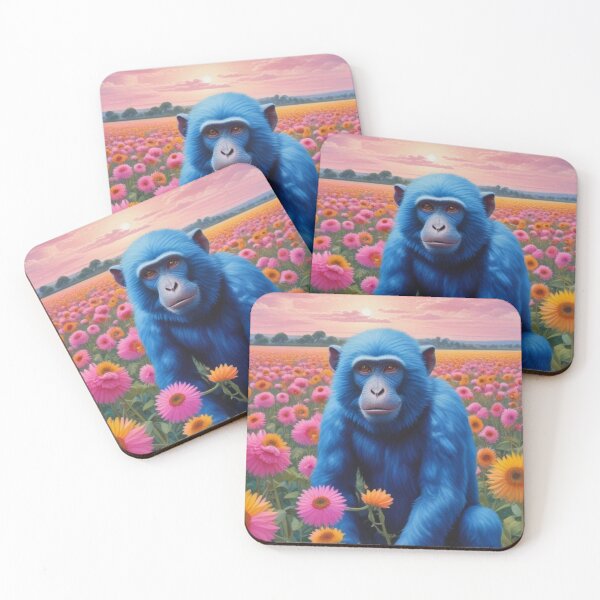 Item preview, Blue monkey in flowers designed and sold by GasconyPassion.
