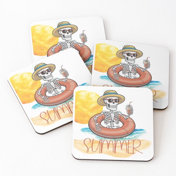 Item preview, A cute skeleton with a drink is bathing in the sea. designed and sold by MagelliShop.