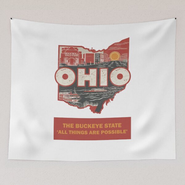 Item preview, USA State Maps Retro Travel Style OHIO designed and sold by IBTees.