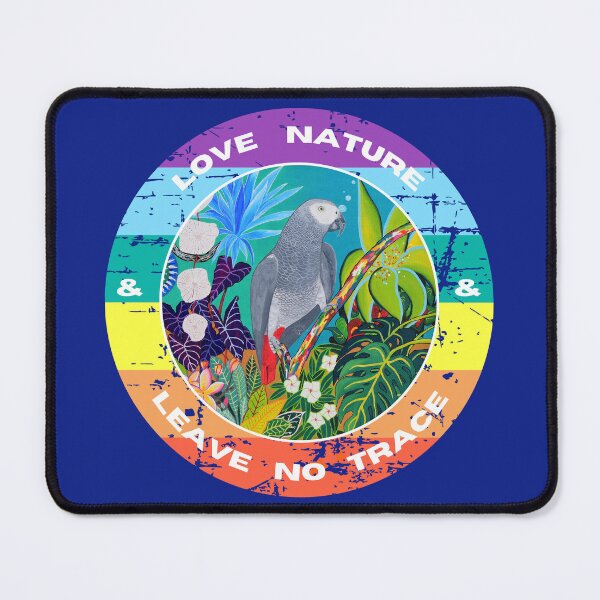 Item preview, Love nature and leave no trace, with African Gray parrot designed and sold by GabiVitryArt.