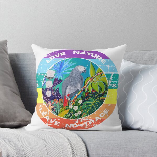 Item preview, Love nature and leave no trace, with African Gray parrot designed and sold by GabiVitryArt.