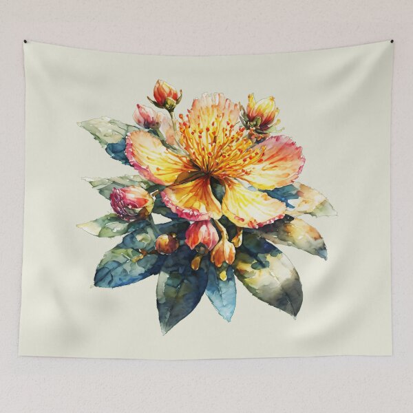 Item preview, Watercolor Painting of a Hypericum Calycinum Blossom designed and sold by Delemore Art.